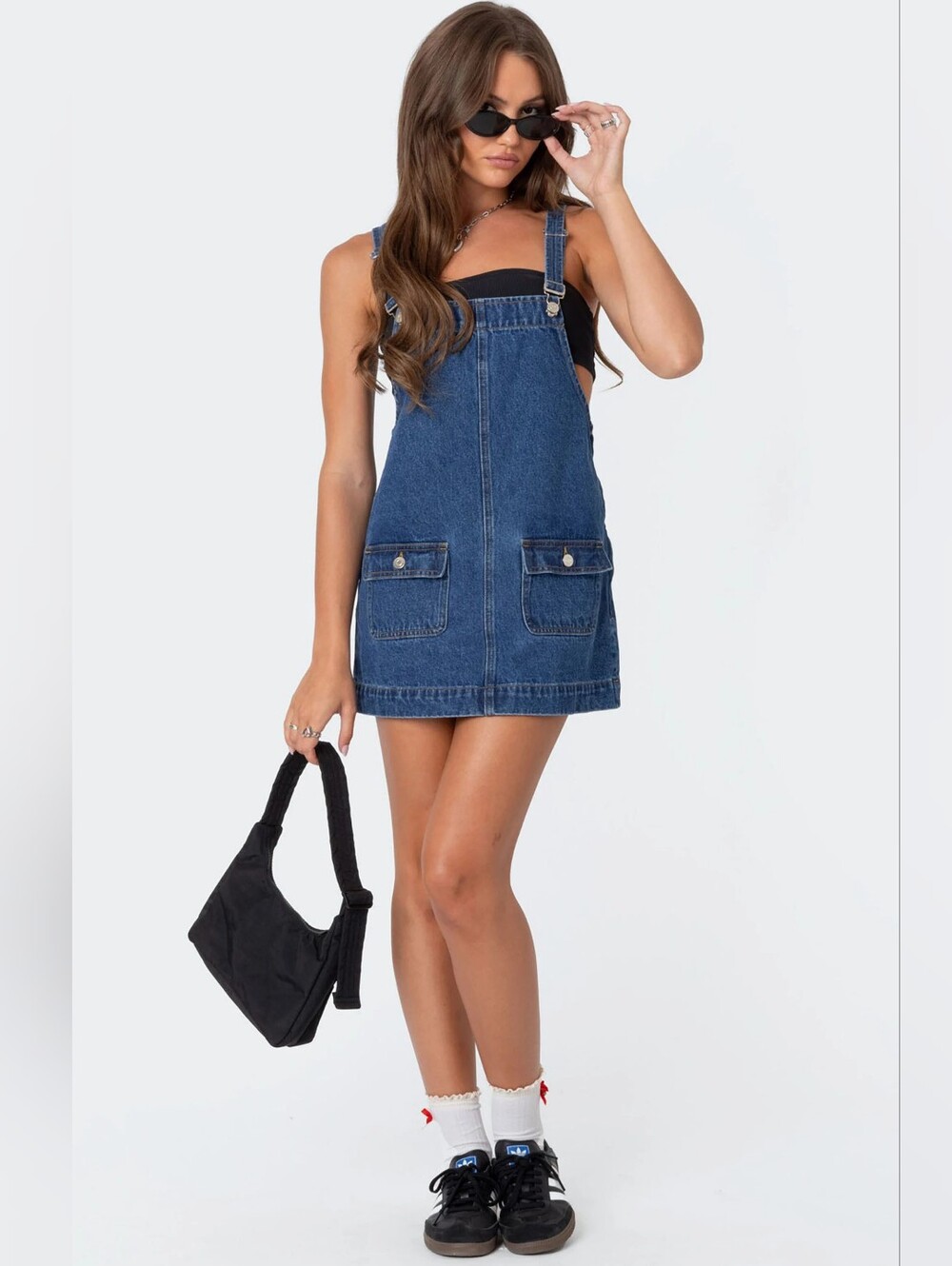 Edikted Overall Denim Mini Dress